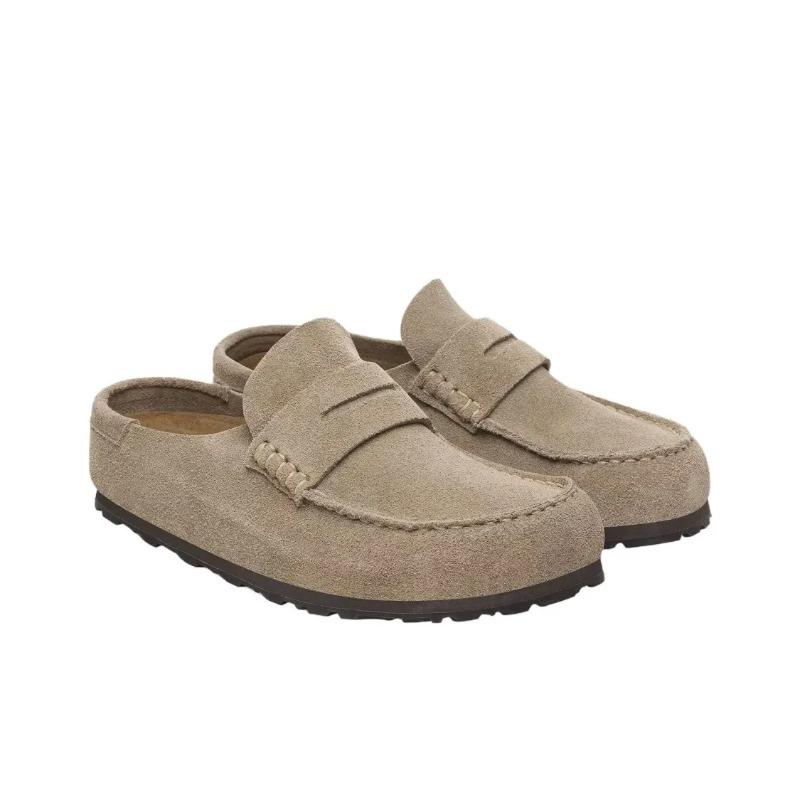 Birkenstock Naples Wrapped Unisex Vintage Round Toe Mule Rubber Sole Closed Toe Clogs Taupe Narrow Fit 1029710 41