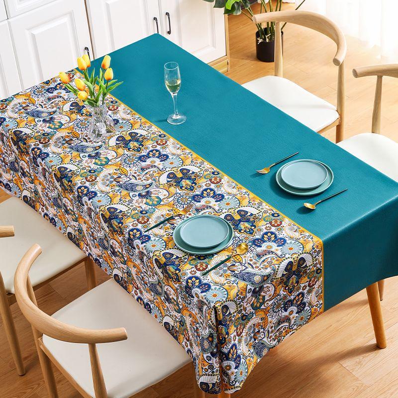 Nordic Ethnic Style PVC Tablecloth Waterproof, Oil Resistant, and Scald Resistant Rectangular Bohemian Tablecloth