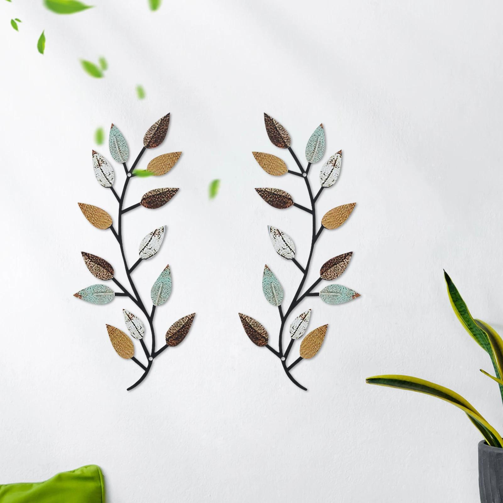 

2 шт. Металлический декор стены в виде листьев дерева, Декоративная лоза, Лист оливковой ветви, Настенное искусство, Элегантный кованый железный свиток для гостиной, спальни