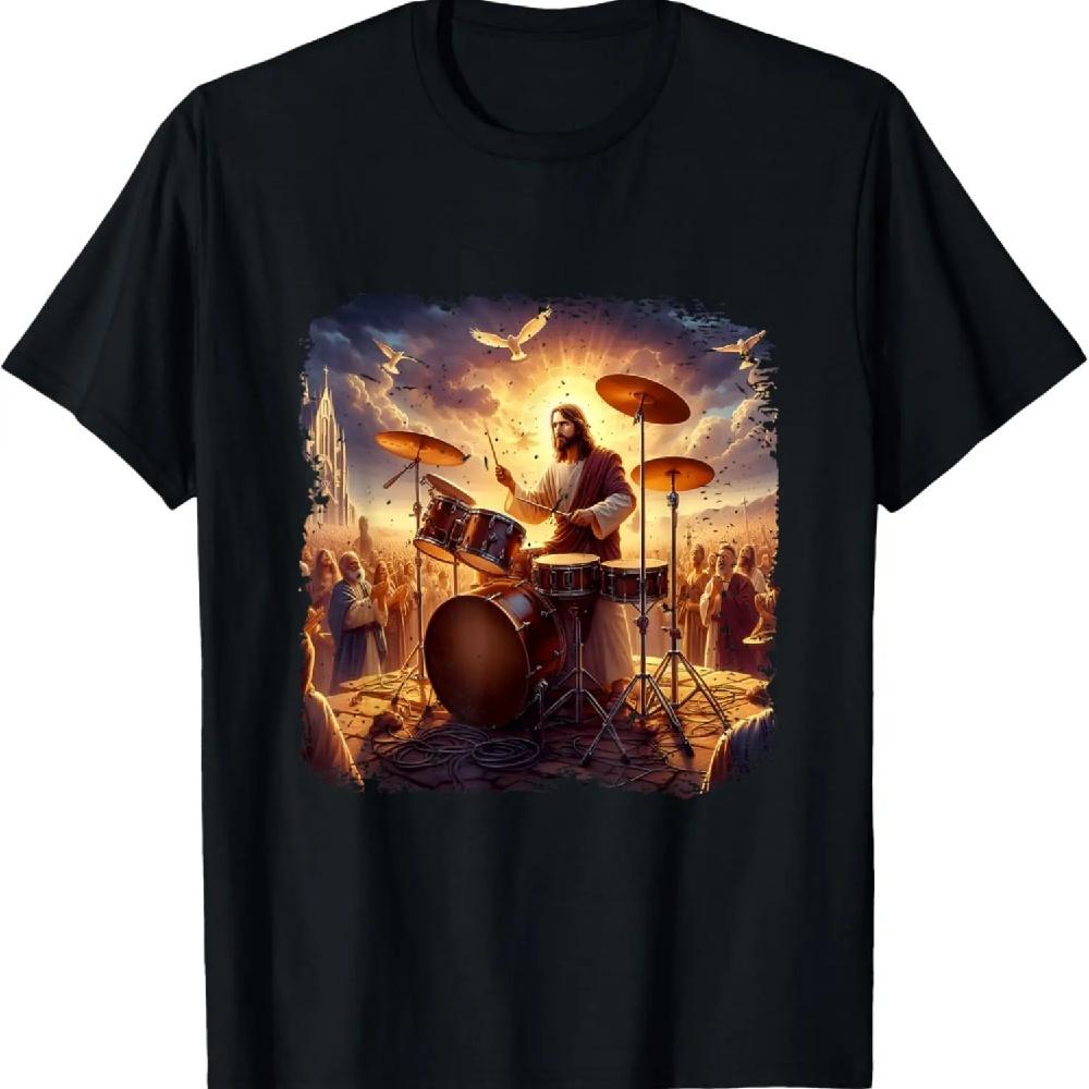 

Ісус грає на барабанах Християнський барабанщик Живопис Гра на барабанах Футболка XXXXXL чорний