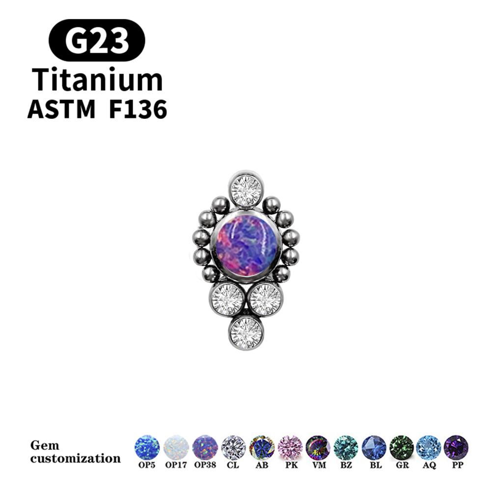 G23 Titanium Stud Earrings16G Piercing Set Ear Tragus Cartilage Zircon Opal Body Jewelry Helix Daith Lip Lobe Pin