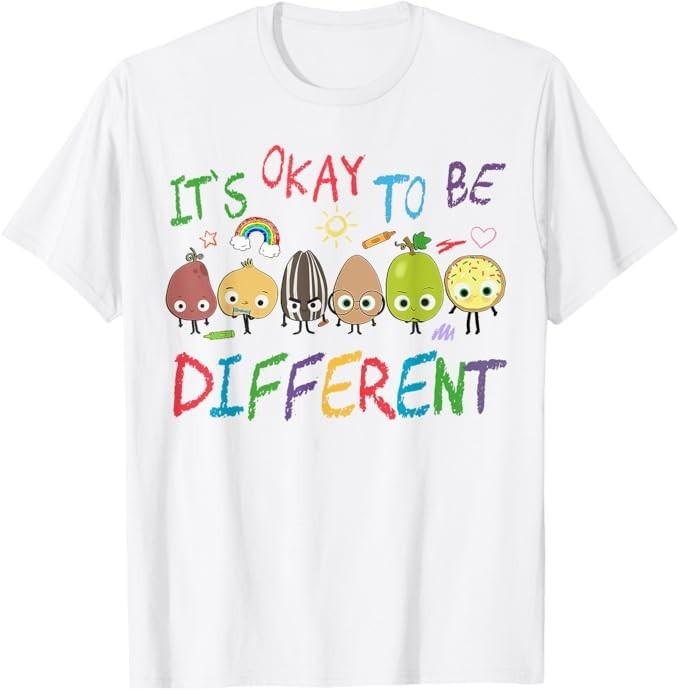 Funny It's Ok to Be Different Apple Teacher Autism Awareness T-Shirt