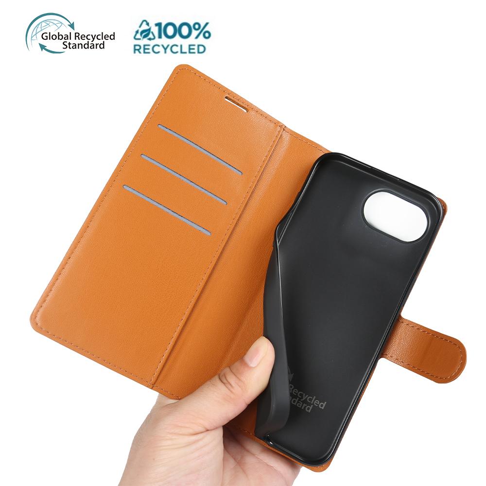 For iPhone 16e Stand Case Biobased Eco-Friendly RPET RPVB Slim Phone Cover with Wallet