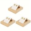 3Pcs Rectangle Wood Earring Display Stands with Slanted Iron Coverd with PU Holder for Single Pair Earring Showing