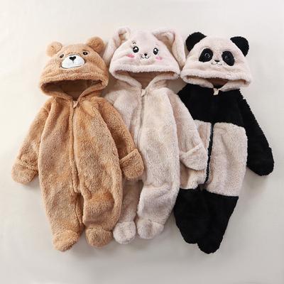 Warmer Säuglings-Overall Langärmliger Plüsch-Baby-Strampler Cartoon Panda Hase Bär Baby-Overall