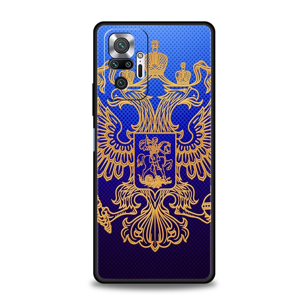 Silicone Phone Case For Xiaomi Redmi Note 12 10 11 9 8 Pro Plus 9S 7 8T 9T 9A 8A 9C K40 Gaming Cover Russia Russian Flags Emblem