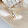 New Fashion Geometrical Irregular Heteroideus Pearl Ring for Women Retro Open Resizable Index Finger Rings Party Jewelry