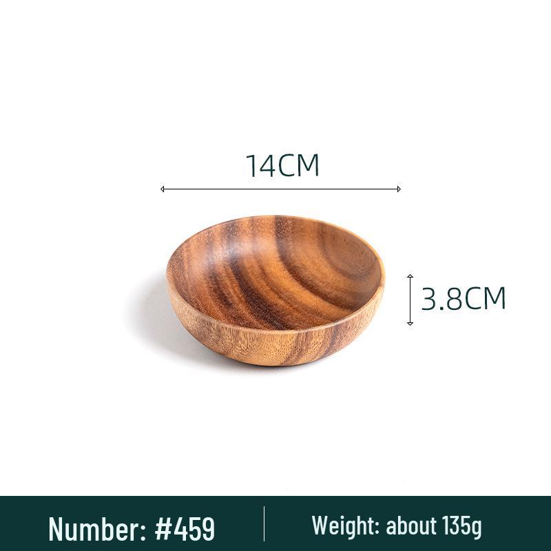 Acacia Wood Round Fruit Bowl: Japanese Tray for Snacks, Dried Fruits, or Desserts