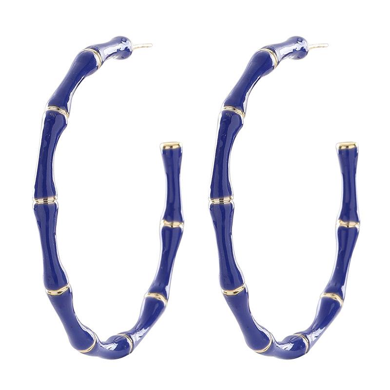Fashion exaggerated personality enamel oil dripping bamboo large circle earrings atmospheric simplicity high sense earrings