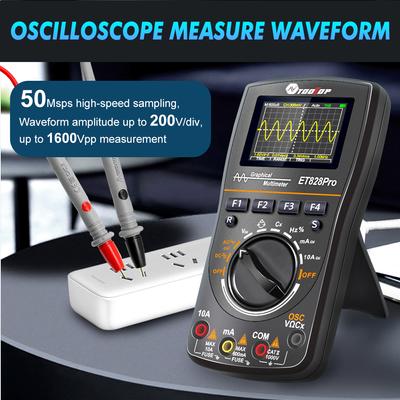 ET828PRO 2in1 Oscilloscope Multimeter 50Msps Sampling Rate 10Mhz Bandwidth Handheld Oscope Meter