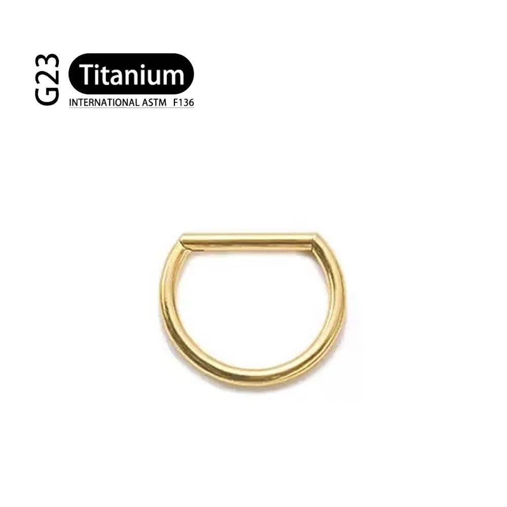 G23 Titanium Piercing 16G/18G 8/10/12mm Nose Ring D Shape Segment Ring Clicke Cartilage Tragus Helix Lip Piercing Body Jewelry