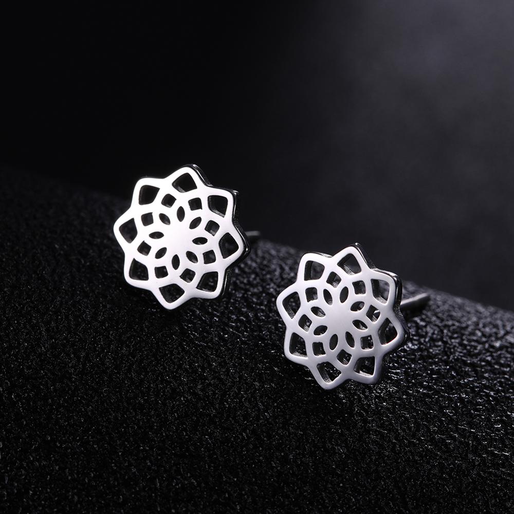 My Shape Fashion Stainless Steel Stud Earrings Flower of Life Celtics Knot Viking Small Earrings for Women Girls Jewelry Gifts