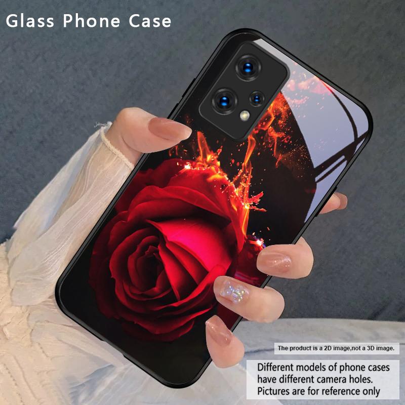 

Brilliant Flame Rose For OnePlus Nord CE 2T 2 3 Lite N20 N30 6T 7 7T 8 8T 9 10 Pro 11R 12R 13R Ace 2V 5 Pro Glass Phone Case OnePlus 8T