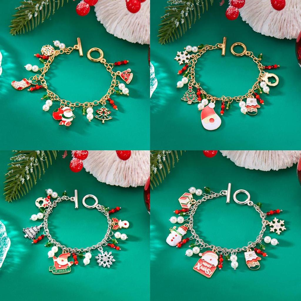 Creative Christmas Charm Bracelet: Santa, Reindeer & Tree Pendants for Women