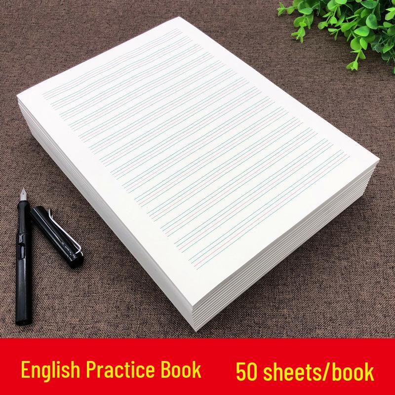 Thick English Practice Notebook, 16k, Four-Line Grid, Grades 3-6, Junior High.