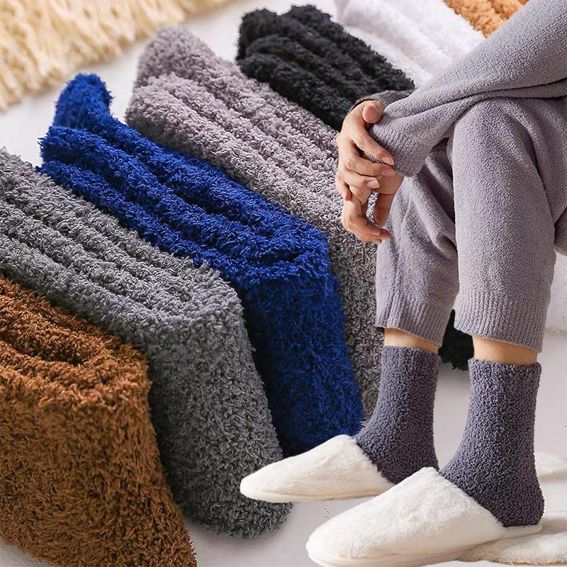 1/3Pairs Men Super Thick Coral Fleece Socks High Quality Home Floor Warm Winter Cold Snow Boot Socks Cotton Plush Thermal Sock