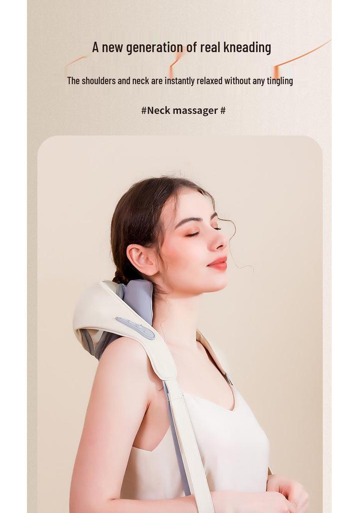 Rechargeable Trapezius & Cervical Neck Massager with Kneading & Heat Therapy