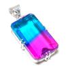 Bi-Color Tourmaline 925 Solid Sterling Silver Jewelry Pendant 1.81" SU-10268