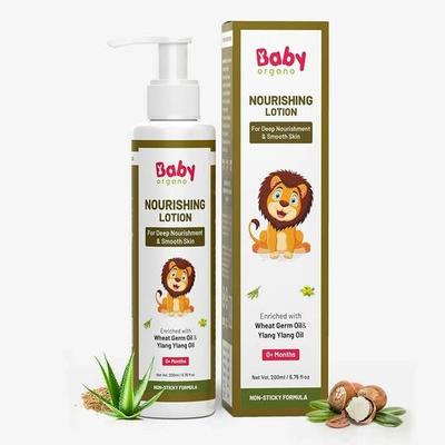 Babyorgano Baby Bodylotion für Neugeborene 0-2 Jahre Babys 200ml | Pflegt & Spendet Feuchtigkeit | Nicht Klebrig | Angereichert mit Ylang Ylang
