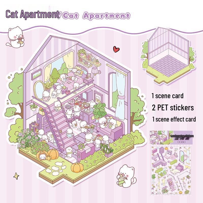 3D Miniature Scene Sticker Set - DIY Three-Dimensional House Puzzle