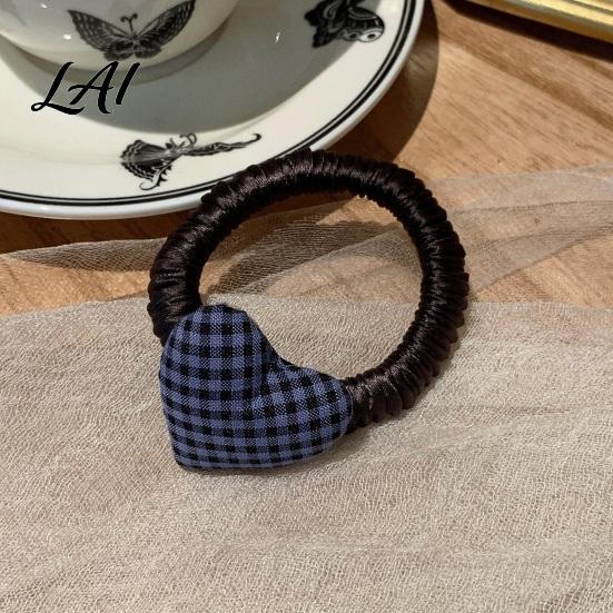 Ponytail Holder High Elasticity Hair Rope Plaid Heart Decor Tie School Uniform Elastic Pleated Tie Band No Scalp Strangling Accessories for