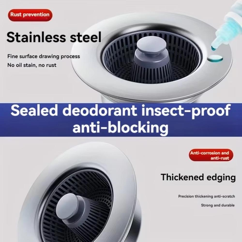Rust-Proof Kitchen Drain Filter Stainless Steel Kitchen Sink Bounce Core Mesh Basket Filtering