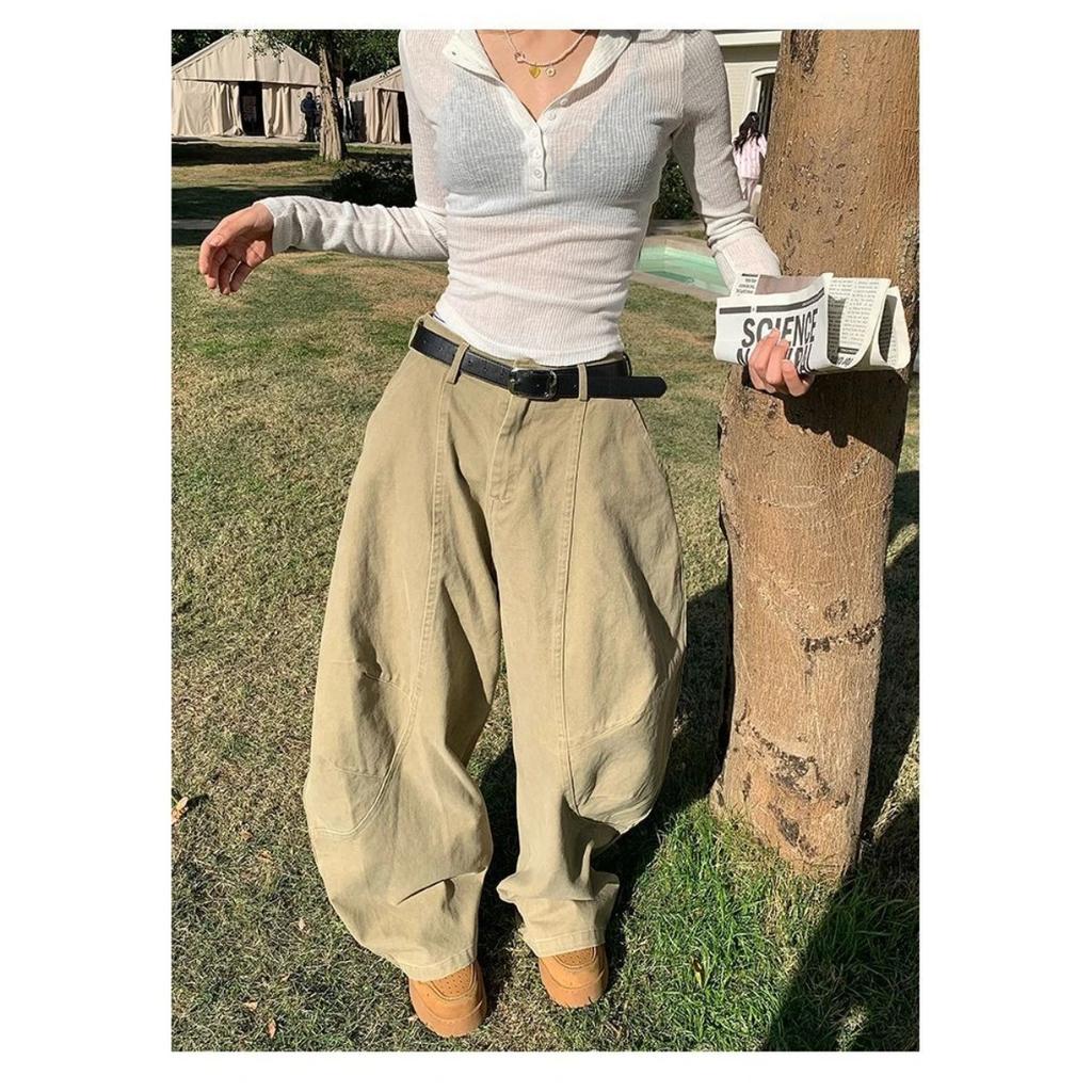 VIONA Y2K Vintage Waschung Damen Cargohosen Harajuku Säbel Weites Bein Amerikanische Retro Jeans Baggy Hosen Gyaru Streetwear