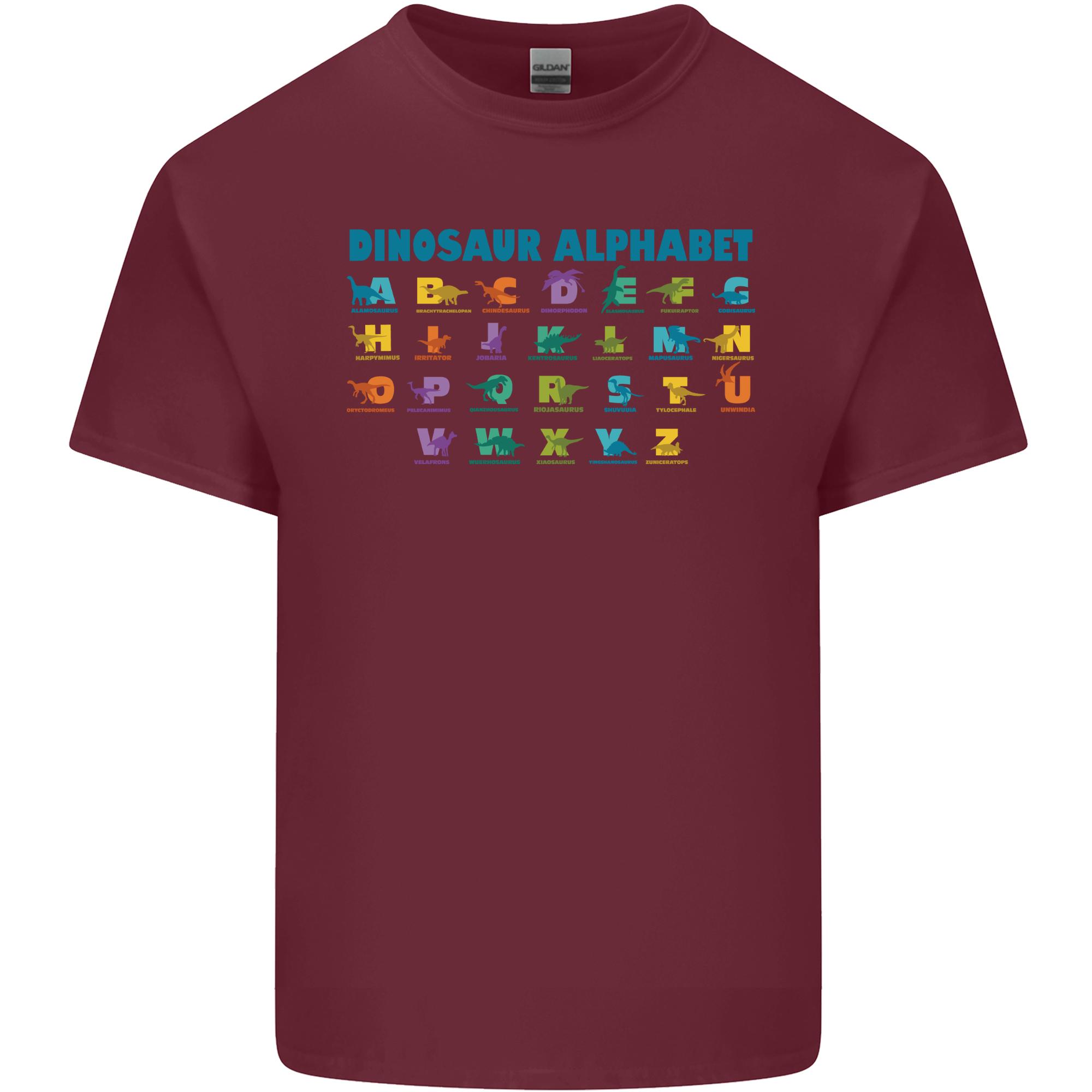 Dinosaur Alphabet TRex Velociraptor Unisexs Light Cotton TShirt S