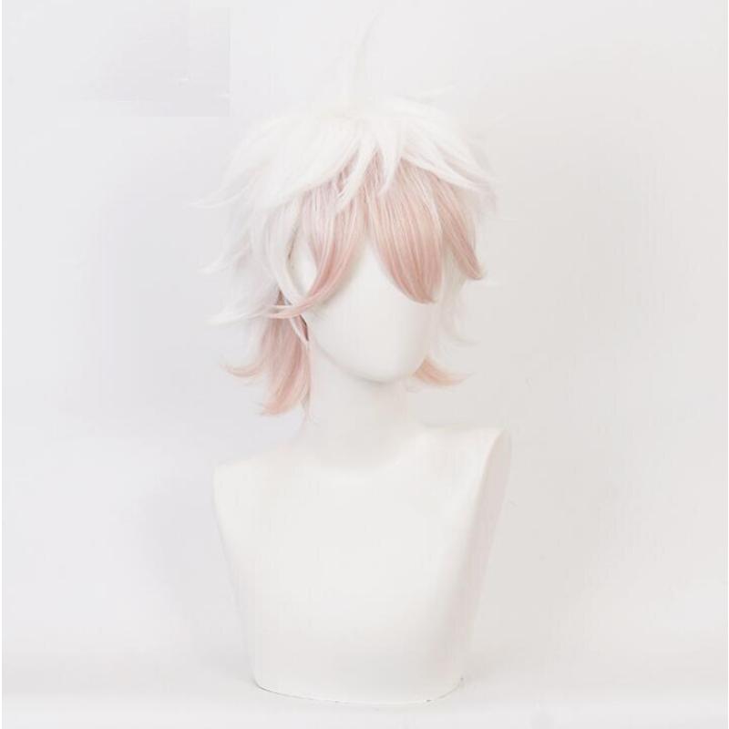 33 cm joc Komaeda Nagito perucă Cosplay Danganronpa bucle scurte rezistente la căldură sintetice Komaeda Nagito peruci pentru costum de petrecere de Halloween