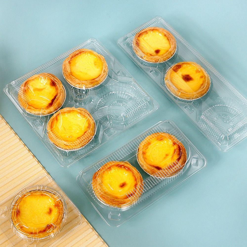 100pcs Plastic Clear Egg Tart Box Transparent Baking Cake Case Kitchen Cooking Tools