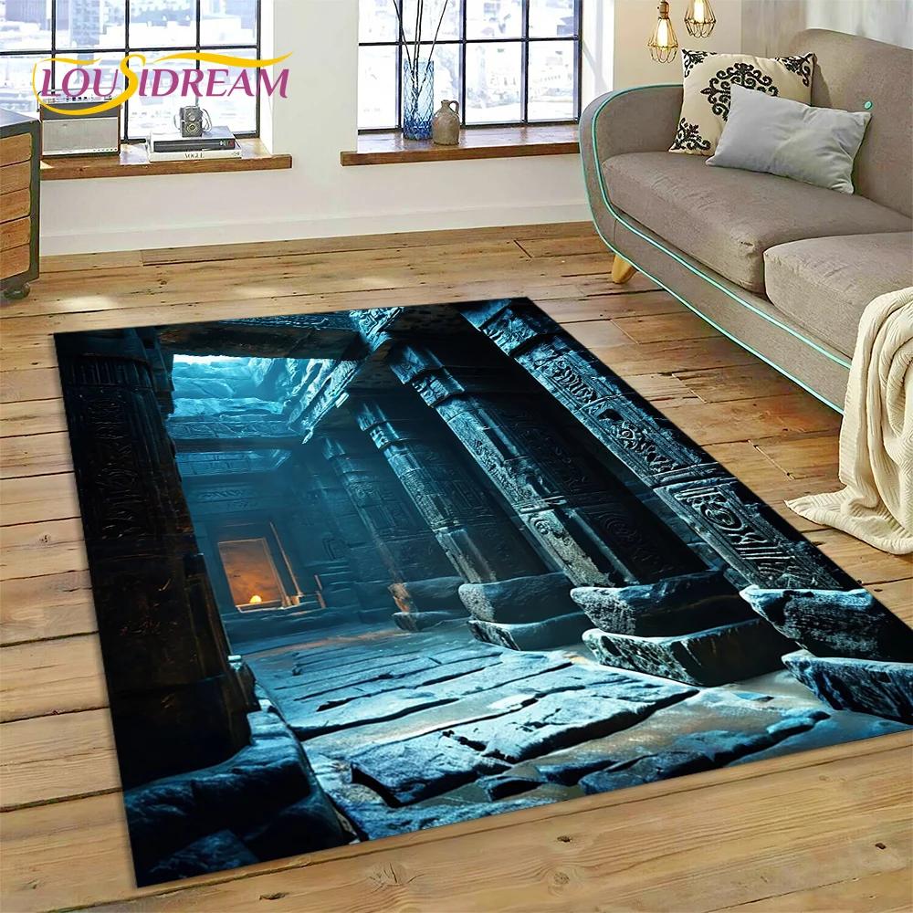 Boží chrám Dveře Brána 3D Iluze Koberec Kobereček do Obývacího pokoje Ložnice Domov Dekorace Pohovky, Koberec do Dětského hracího koutku Protiskluzová Podložka na podlahu