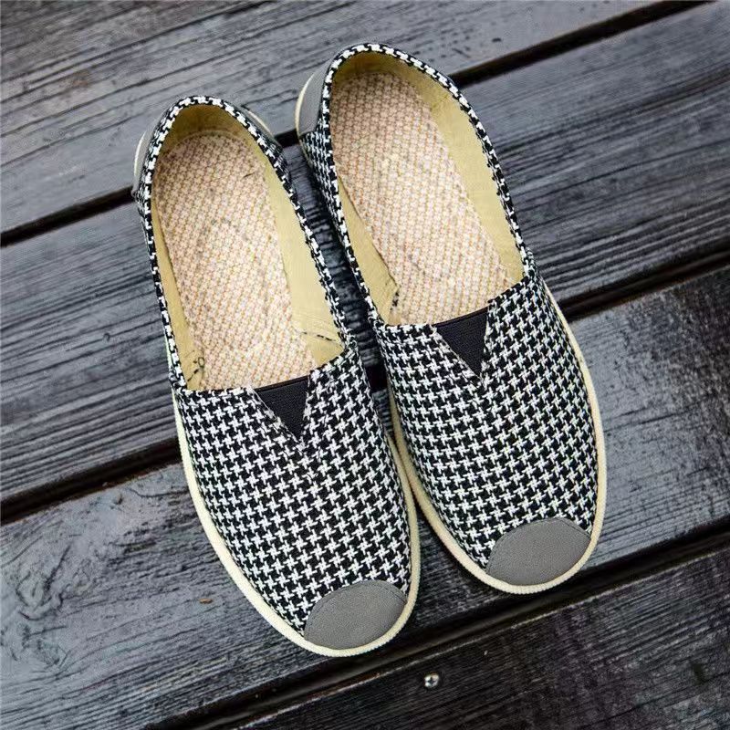 Cloth shoes black white canvas ethnic lazy shoes lightweight Doudou shoes