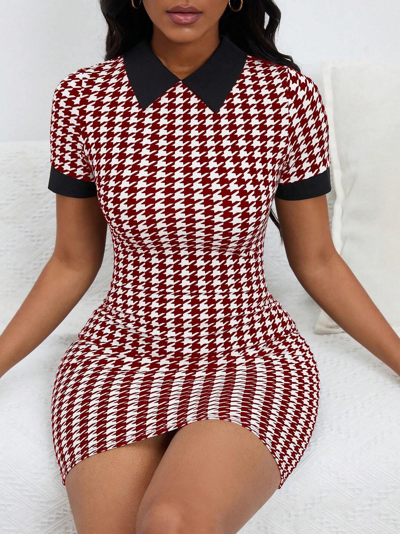 

Весеннее платье-пуловер для женщин с воротником поло XXL