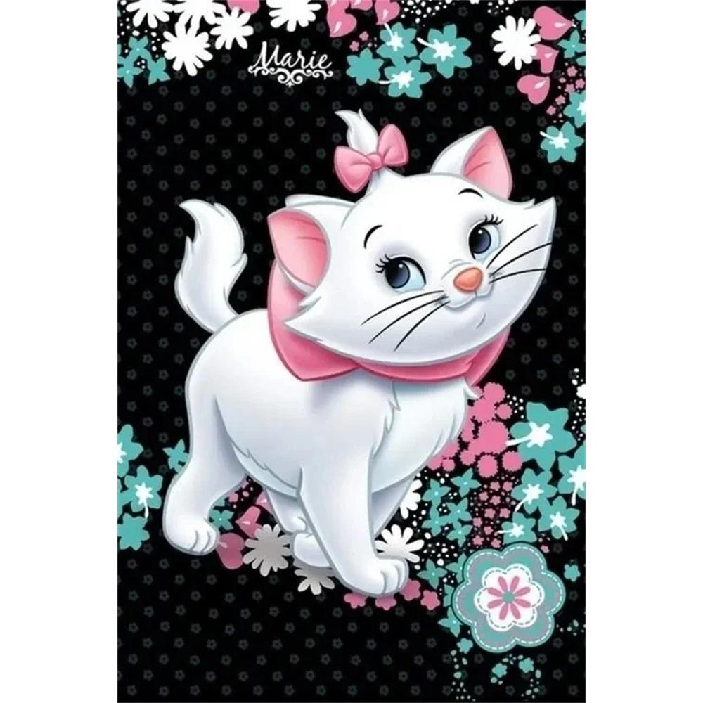 Disney Diamond Painting Marie Cat Fresh and Sweet Art Painting 5D Mosaic Art DIY Cross Stitch Embroidery Set Full Diamond Home Decoration Gift Round 20x30cm