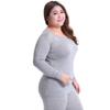 Long Sleeve Oversized Thermal Underwear Solid Color Long Johns Set Women  Winter
