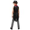 Kids Sequins Medieval Vest Victorian Tailcoat Lapel V Neck Front Zip Vest Solid Sequins Fedora Hat Circus Outfit