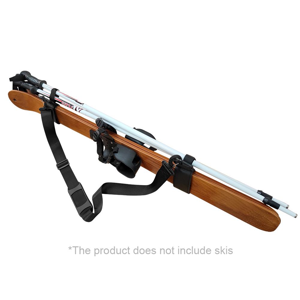 Nastavitelný popruh na přenášení lyží, přenosný popruh na smyčku na lyžařské hůlky, zesílený popruh pro nošení lyží přes rameno nebo v ruce