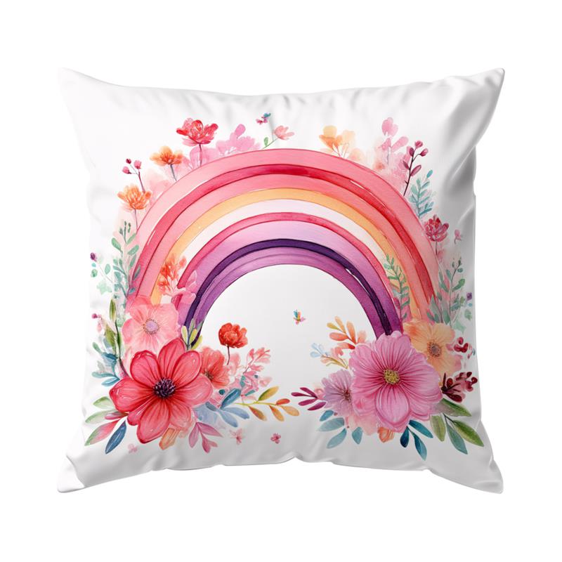

Pink Watercolor Flower Pillowcase Soft Plush Decor Cartoon Floral Plant Cushion Cover For Sofa Home Children Room Pillow Case 16x16Inch
