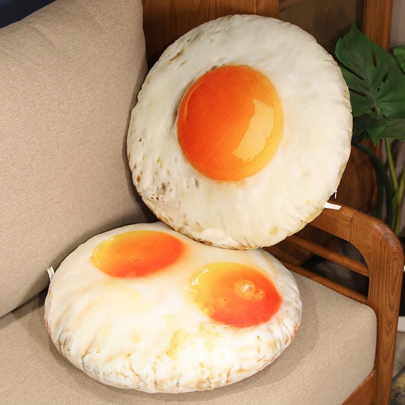 Plush Fried Egg Pillow Stuffed Food Plushie Sofa Chair Decoration Throw Pillow Soft Head Pillow Nap Gift