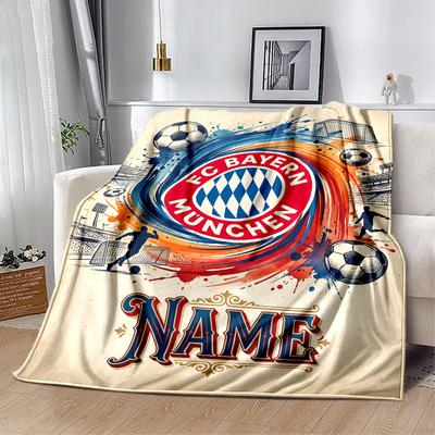 Bayern Munich Soccer Art Customize Text Blanket Multi-purpose Customizable Blanket Durable Comfort Great for Bed Office Chair Bedding for All Occasion