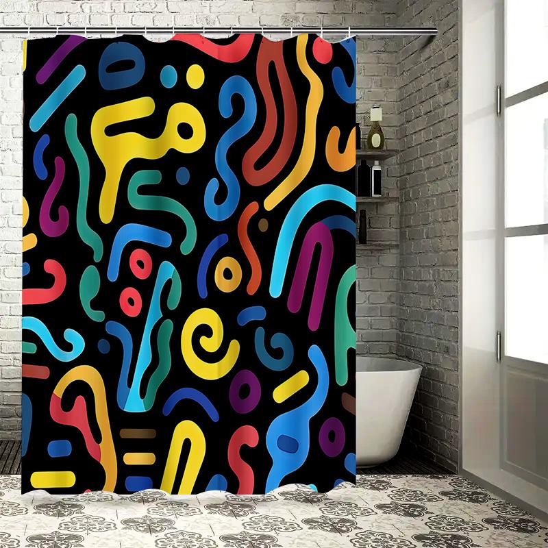 

Colorful Abstract Pattern Shower Curtain For Modern Bathroom Decor - Vibrant And Fun Design Waterproof Polyester Easy-Clean W60H190(CM)-1 Pcs