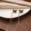 Black Butterfly Tassel Earrings for Women Convertible Chain Female Dangle Earring
