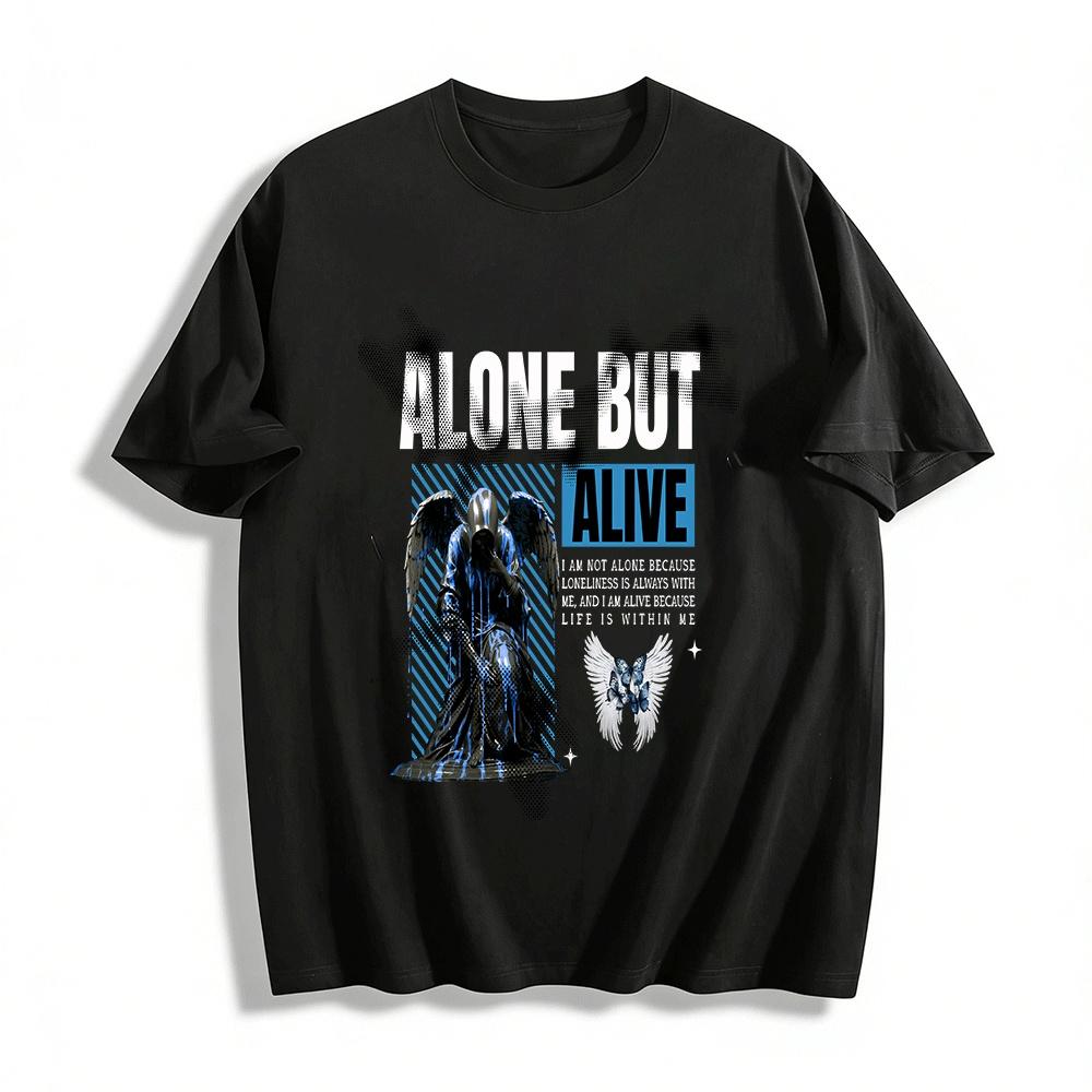 

Dark Cool Angel Print Top ALIVE Theme Street Style Casual T-Shirt Pure cotton T-shirt XXS