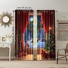 2Pcs Christmas Tree Design Window Curtains Polyester Material Drapes For Bedroom Living Room Office Rod Pocket Machine Washable