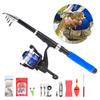 Fishing Kit Telescopic Fishing Rod Left and Right Hand Interchangeable Fishing Reel with Fishing Bag Lures Hooks