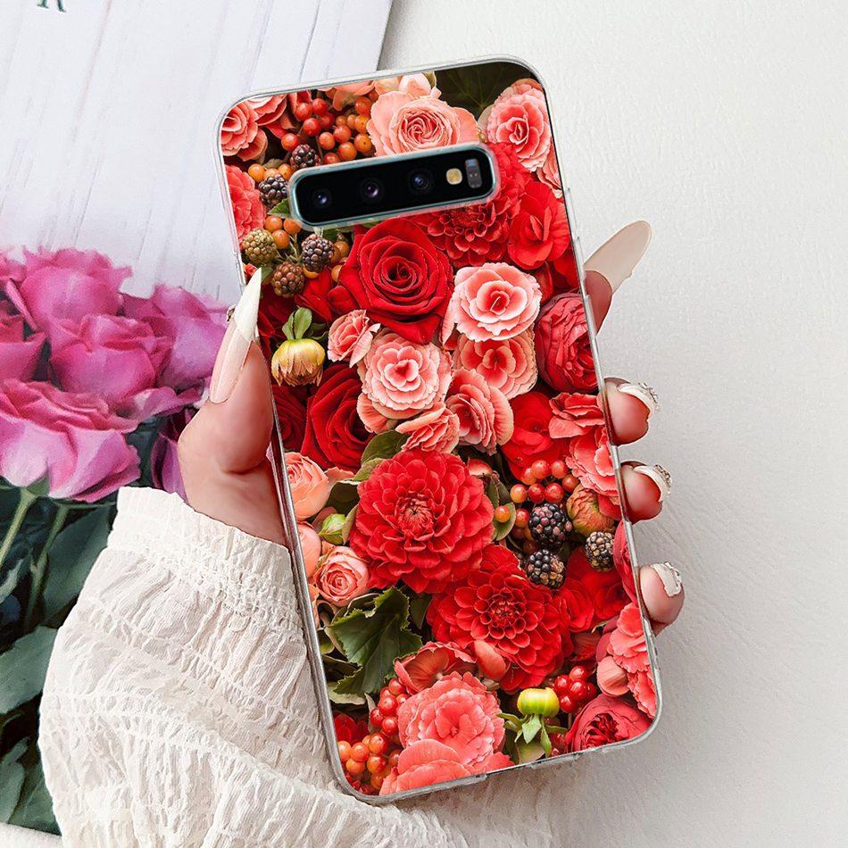 Per Samsung Galaxy S10+ S10 S10e Elegante Custodia per Telefono con Motivo Floreale e Farfalle Per Samsung S10e S10 Plus S 10 4G Custodie Morbide in Silicone TPU