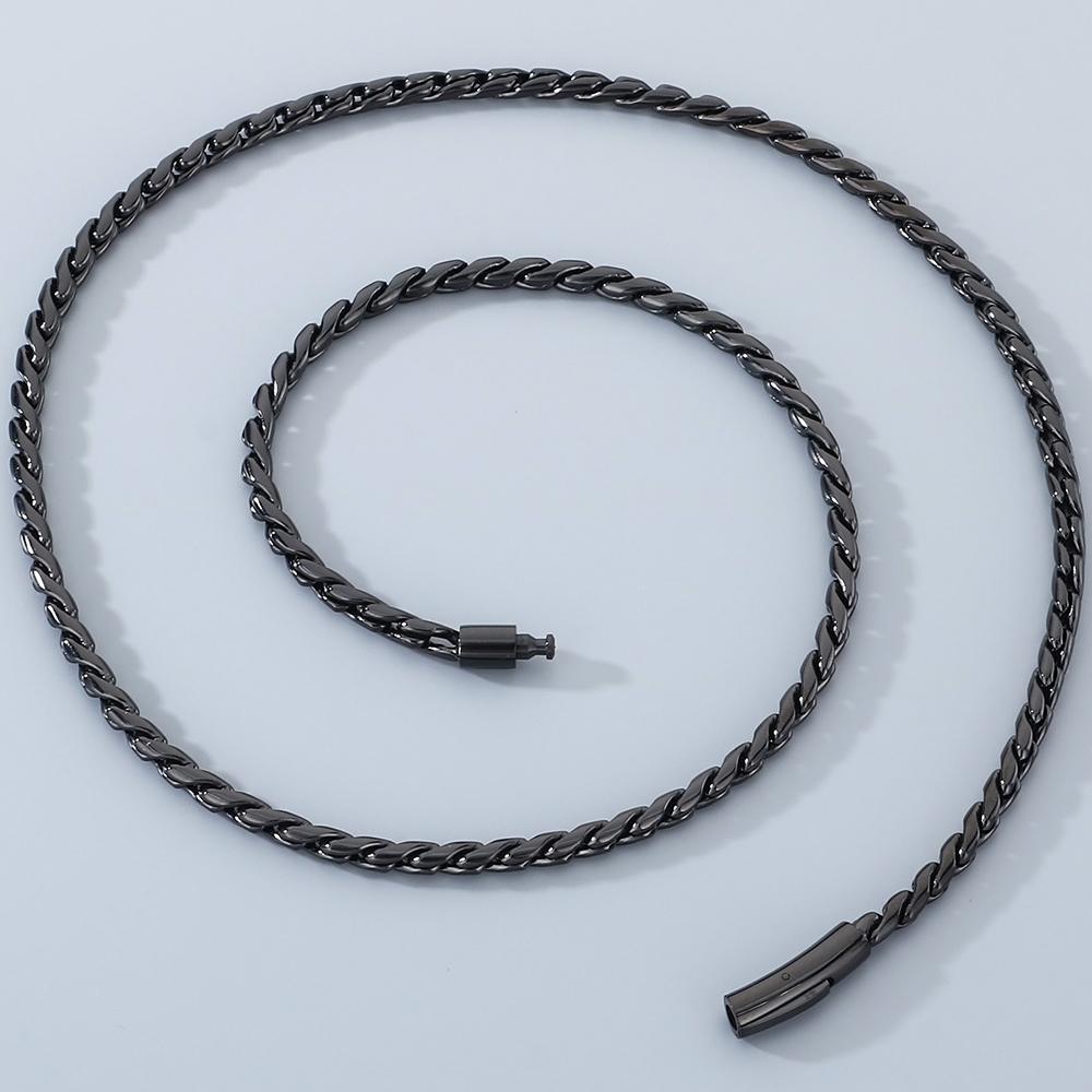 Geflochtene Edelstahl Gliederkette Halskette Herren 65CM Länge 4MM Breite Herrenketten Halsketten Schmuckzubehör Choker Mann Männlich
