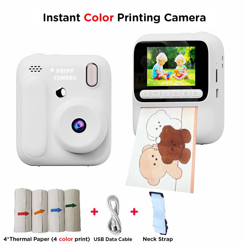 Kids Instant Color Printing Camera 1080P Colorful Po Thermal Print Toys Camera Video Games Music Children Boys Girls Gifts