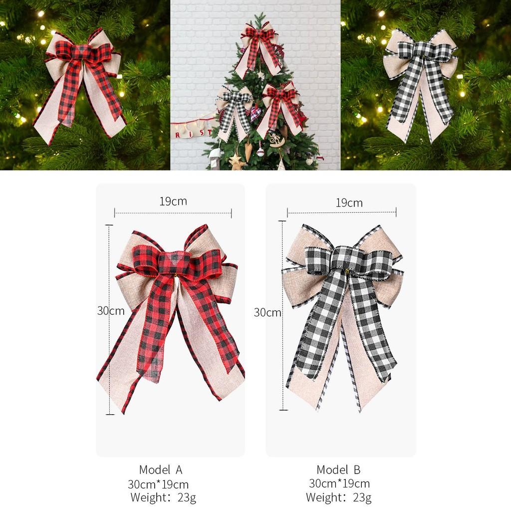 Charming Christmas Decor Bow Featuring Distinctive Plaid Edges For Trees