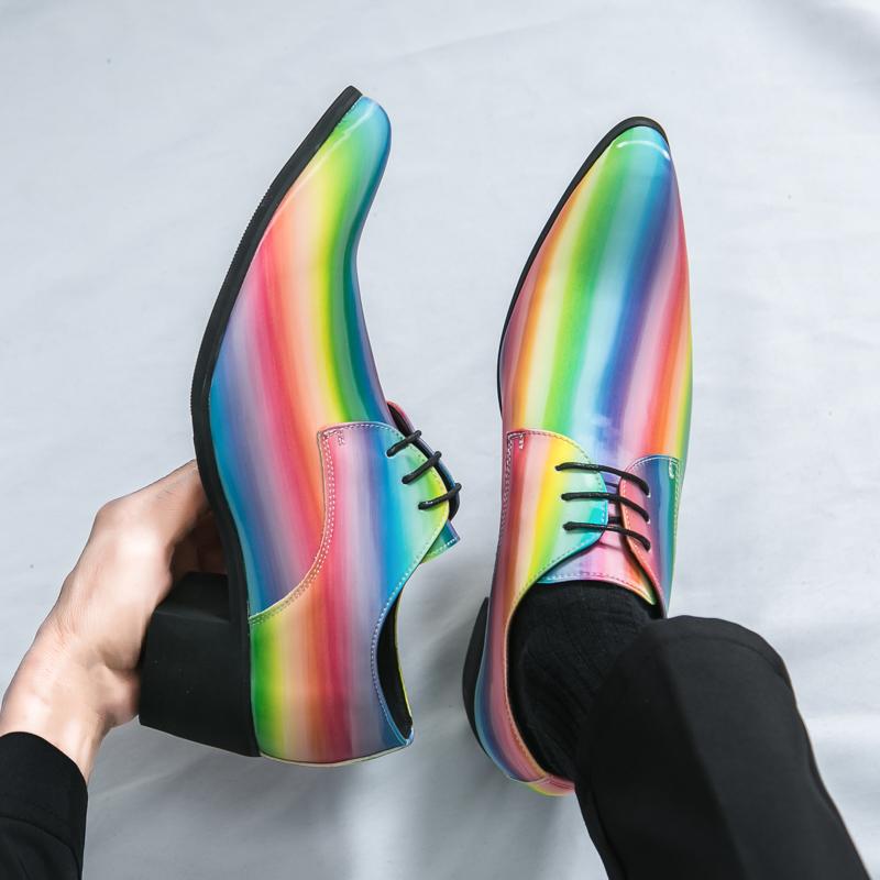 Party Dress Leather Shoes Men Colour Business Wedding Shoes For Man Clubs Formal Shoes High Heel Height Increasing Shoes